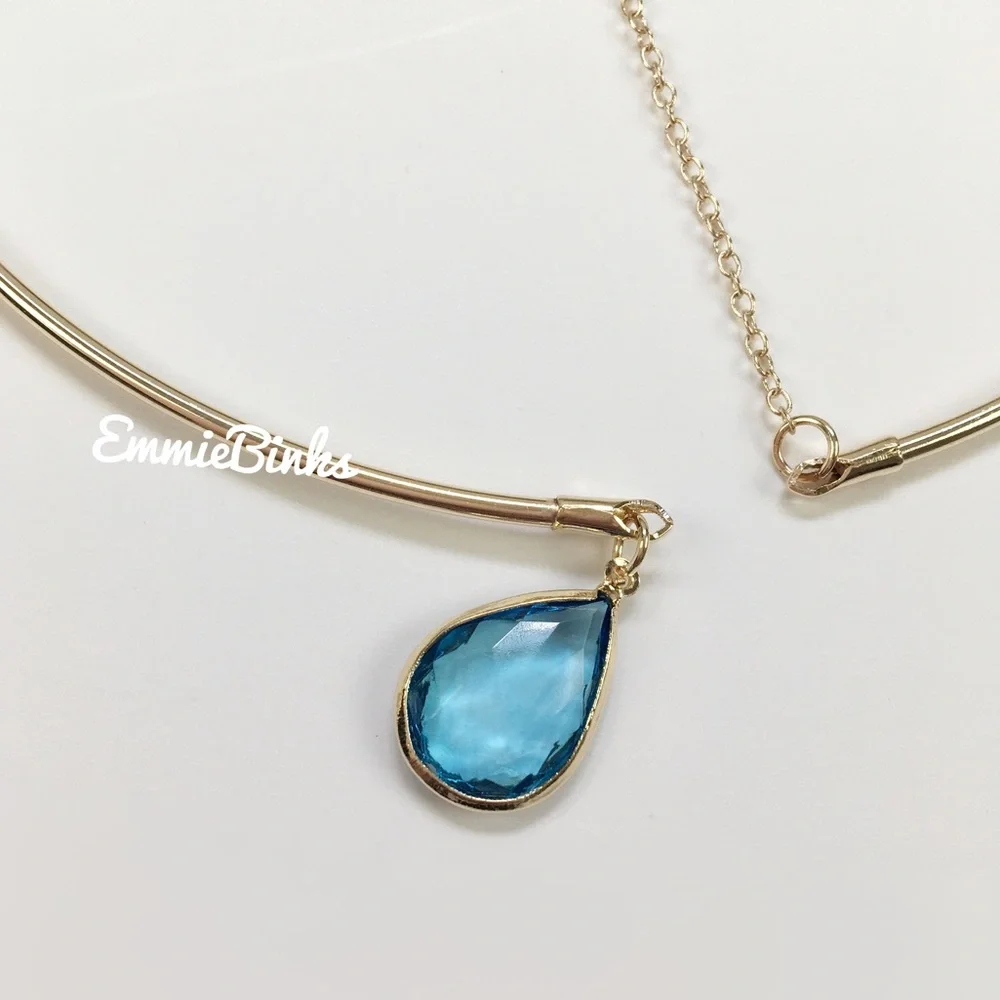 ✨3for$38 New Golden Boho Open Collar Rhinestone Moon Blue Jewel Necklace - Picture 7 of 15